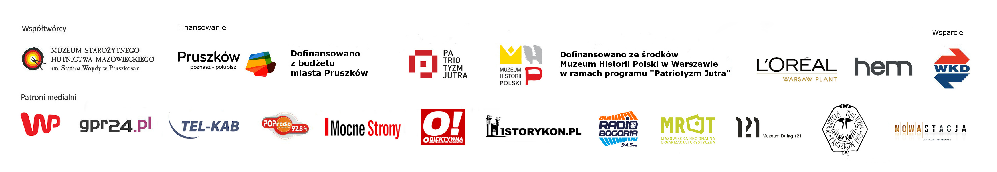 Plakat ARTEfakty pasek z logotypami